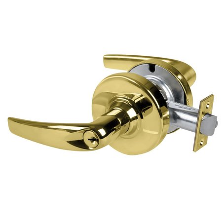 SCHLAGE Grade 1 Vestibule Lock, Athens Lever, Standard Cylinder, Bright Brass Finish, Non-Handed ND60PD ATH 605